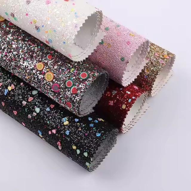 Nuovo design Design personalizzato Scintillati grossi fogli di tessuto in vetro sintetico sintetico per borse per scarpe