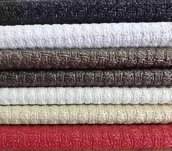 Wholesale High Quality Embossed Print Pattern Metallic PVC Artificial Leather Material for Furniture