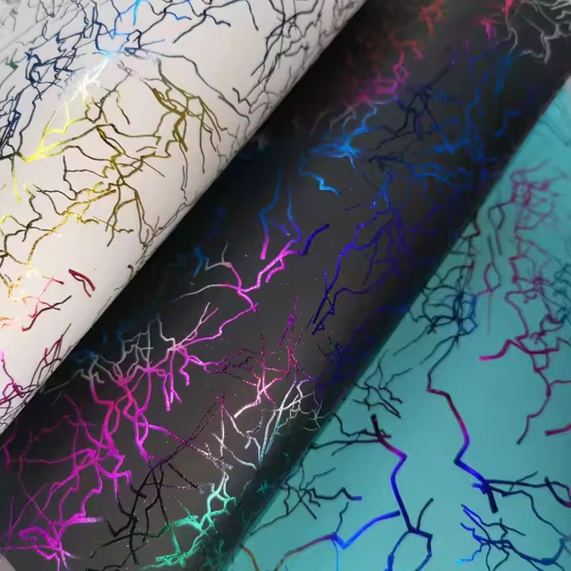 China Manufacturer Colorful Shining Streak Space PU Nonwoven Leather Faux Leather for Soccer Shoes