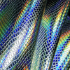 Faux Leatherette Rainbow Embossed Snake Pattern PU Holographic Leather Vinyl