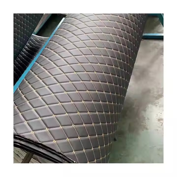 High Quality Embroidery Quilted Pvc Synthetic Leather Customized Car Floor Mat Synthetic Leather Roll Material