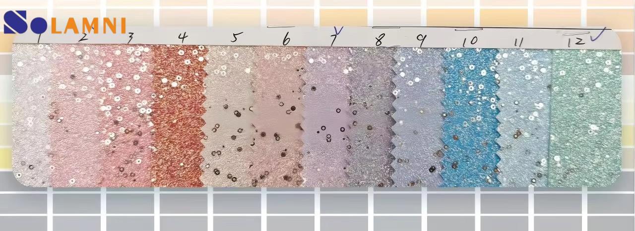 Holographic Printed Pu Glitter Leather Fabric