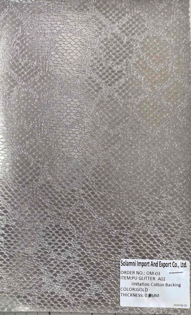 Durable PU Glitter Vinyl Leather Fabric for Shoe Crafting