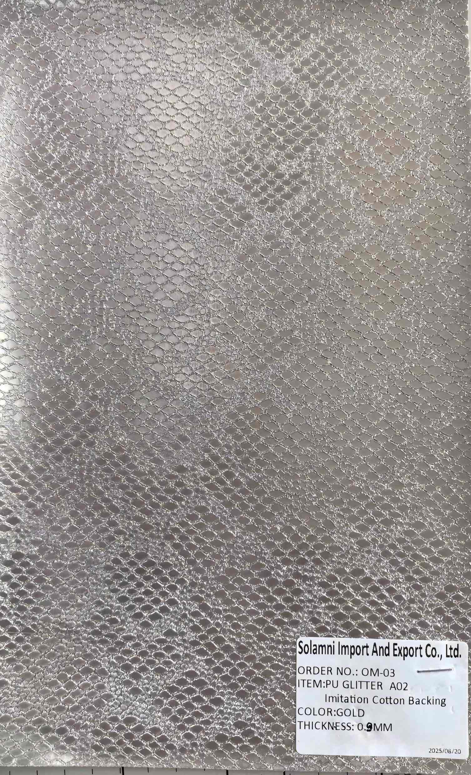 Durable PU Glitter Vinyl Leather Fabric for Shoe Crafting