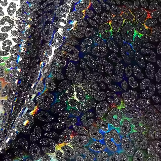 customized Holographic Pu Leather Leopard Print Fabric for Handbags Making