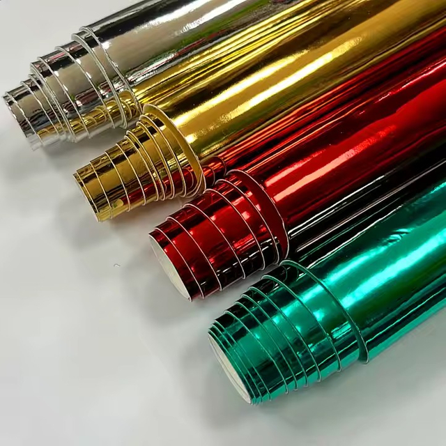 Pearlescent Metallic Leather Pu Foil Mirror Faux Leather Fabric for Handbag