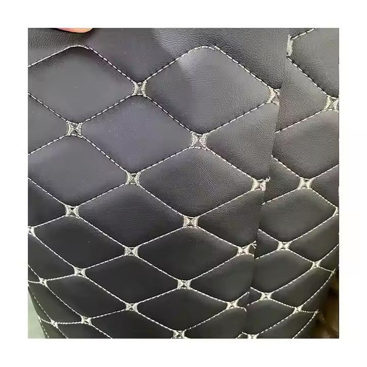 High Quality Embroidery Quilted Pvc Synthetic Leather Customized Car Floor Mat Synthetic Leather Roll Material