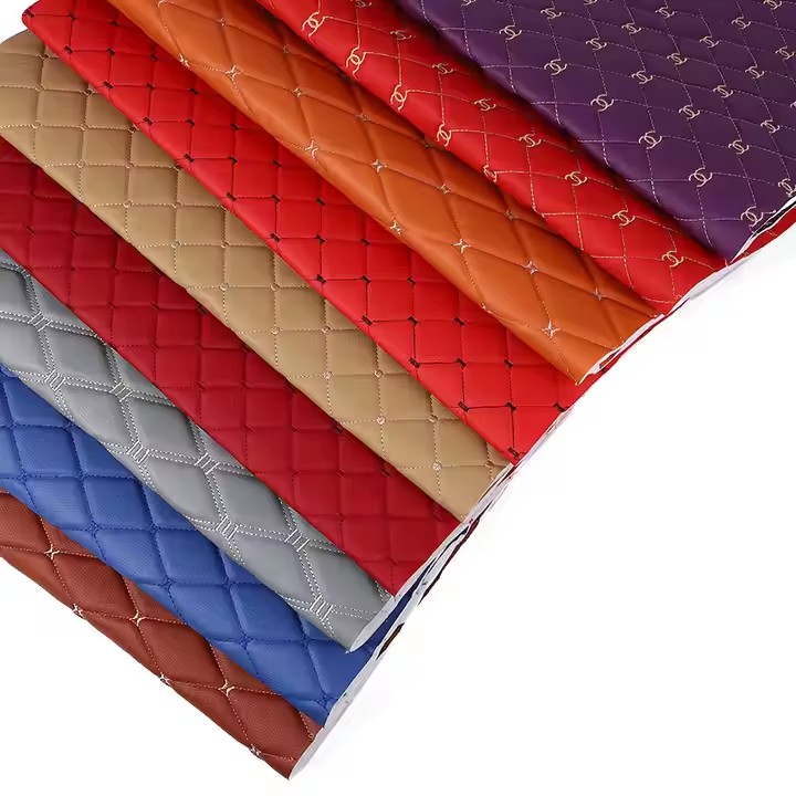 Customized Various Embroidered Design Pattern Synthetic Leather Product for Car Seat and Floor Mat