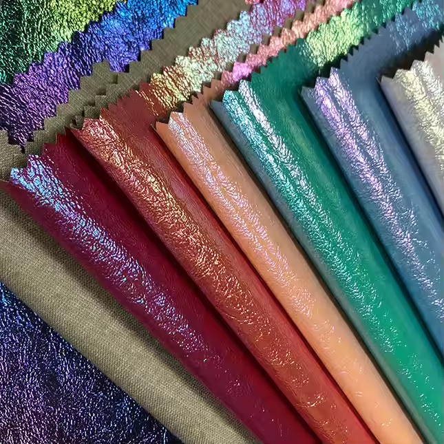Wholesale Chunky Glitter Fabric Garment Pu Leather Thin Synthetic Leather for Clothing Jacket