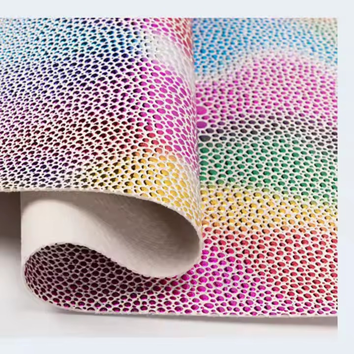 Rainbow Shining Bow Color Texture Embossed 1.0mm PVC Synthetic Leather Product for Sofa Bag Belt Fabric