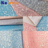 Holographic Printed Pu Glitter Leather Fabric