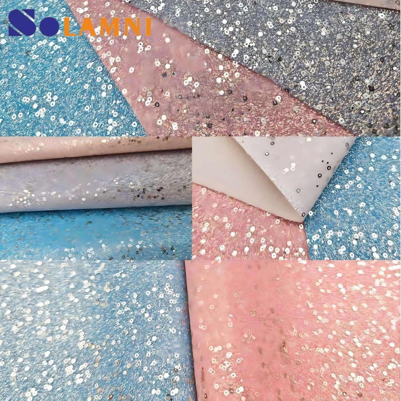 Holographic Printed Pu Glitter Leather Fabric