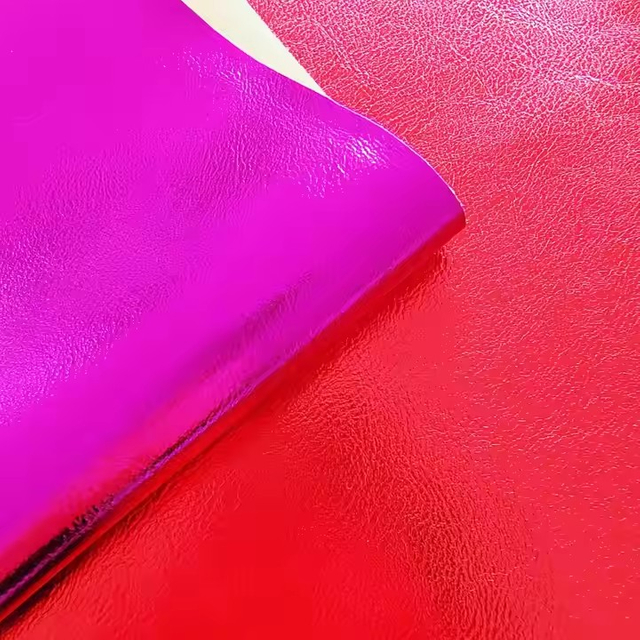 Customized PU Synthetic Leather Reflective Iridescence Colorful Nappa Leather Fabric Reflective Rainbow Effect Foils for Shoe and Bag