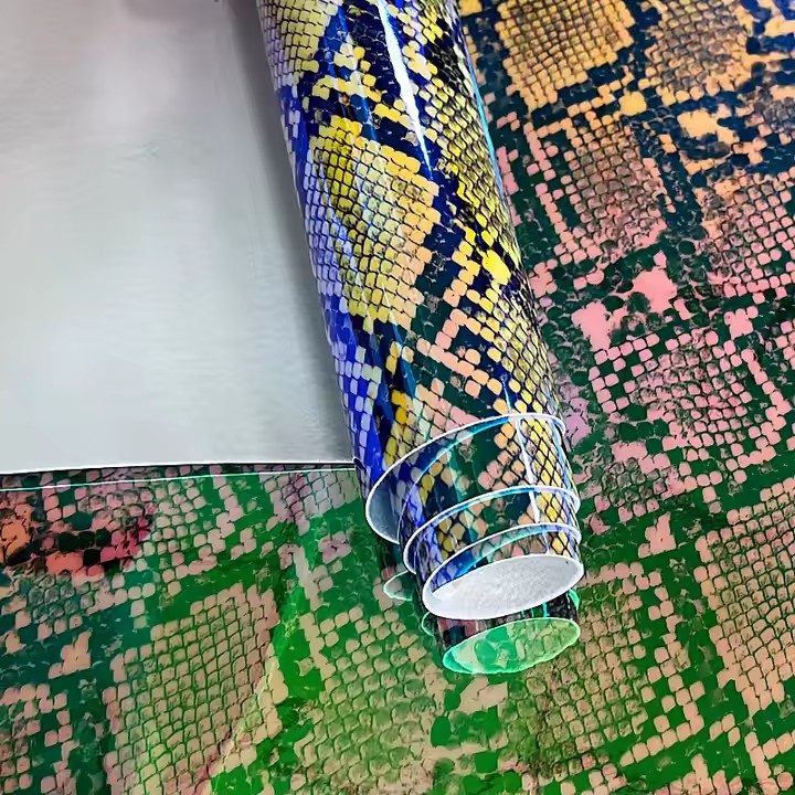 New Animal Faux Vinyl Fabric Holographic Pu Leopard Leather For Shoes And Bags
