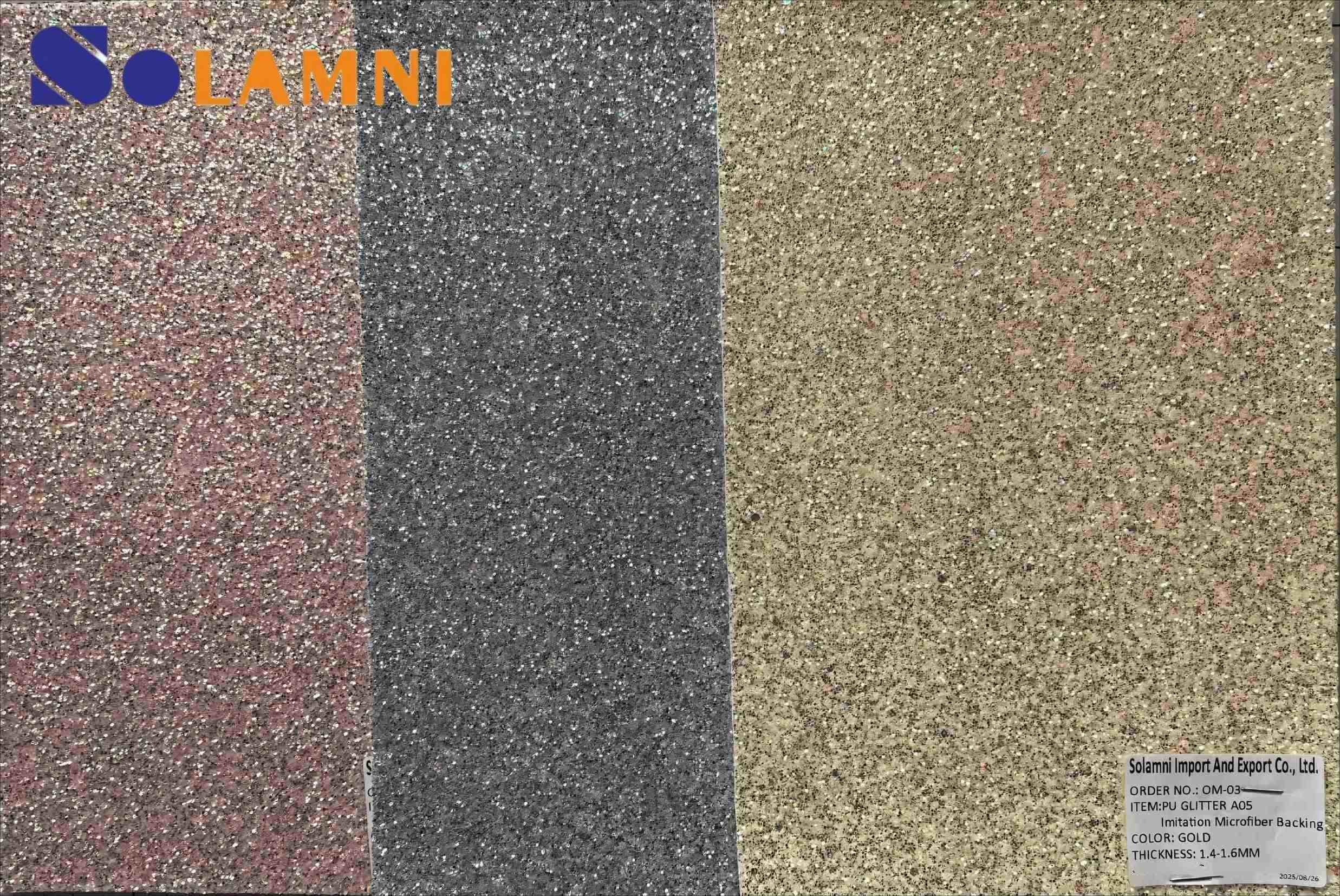 Wholesale PU Glitter Powder Grain Synthetic Leather Fabric