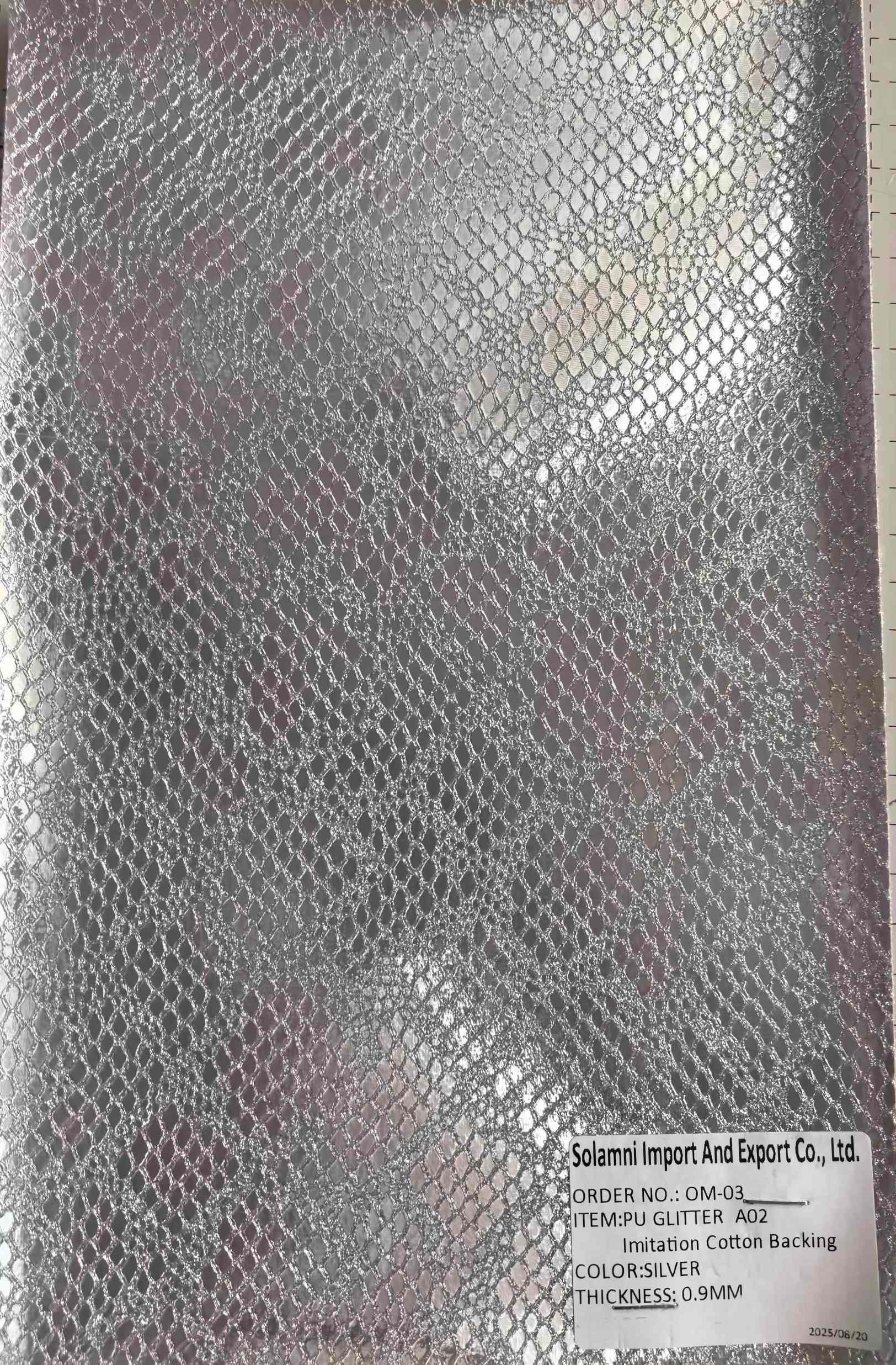 Durable PU Glitter Vinyl Leather Fabric for Shoe Crafting
