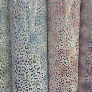 Chunky Glitter Printed Leopard Grain Pattern PU Leather Fabric Vinyl for Handbag Accessories Hair Bow
