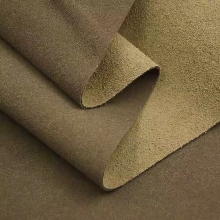 Flocked Artificial PU Cow Suede Leather Fabric