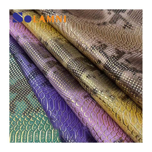 Premium Embossed Python Skin PU Leather with Gold Stamping