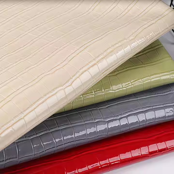 Artificial Leather Manufacturer Patent crocodile Pattern PU Synthetic Leather Glossy crocodile Faux PU Leather for Bags Shoes