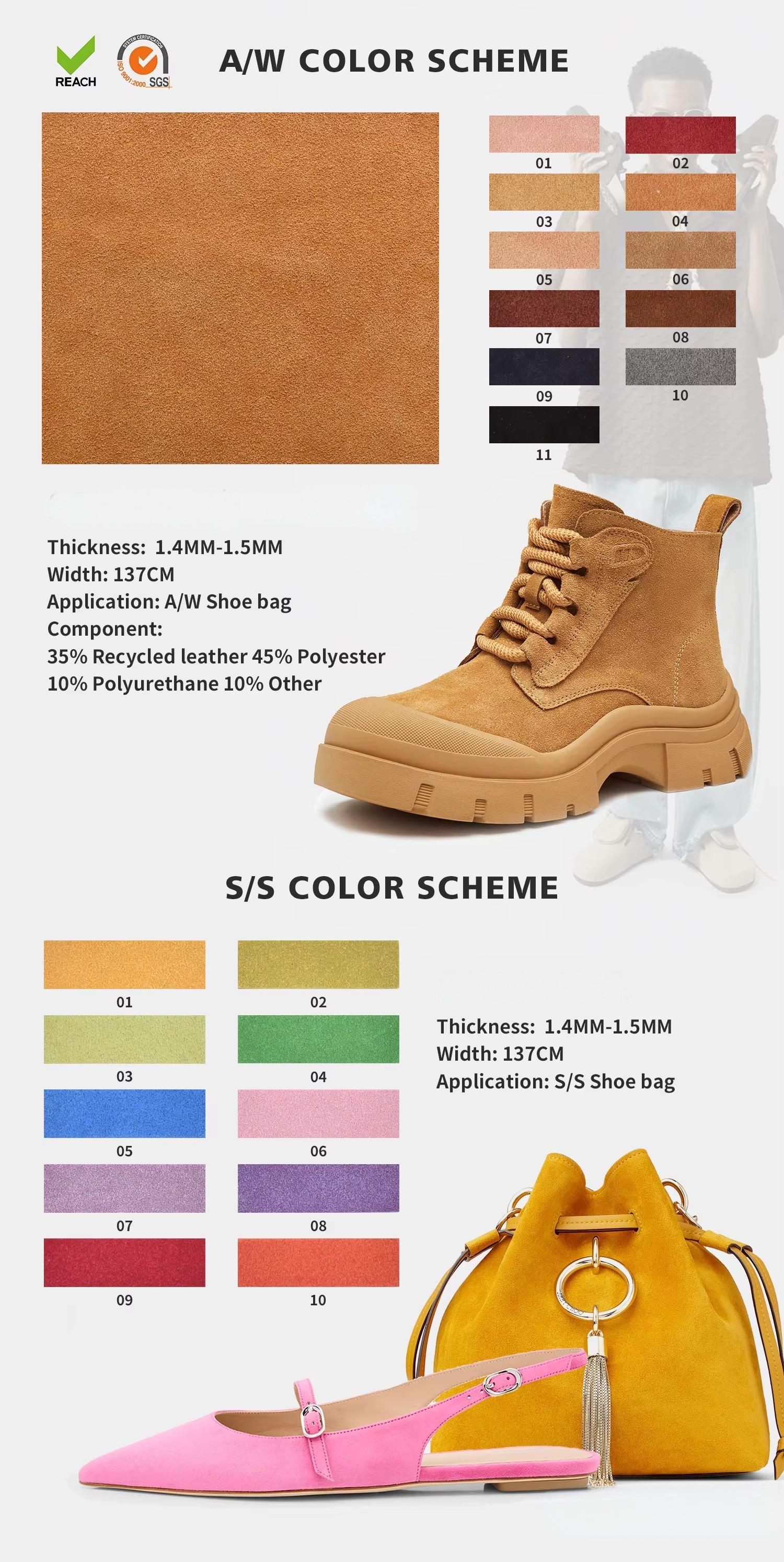 Flocked Artificial PU Cow Suede Leather Fabric