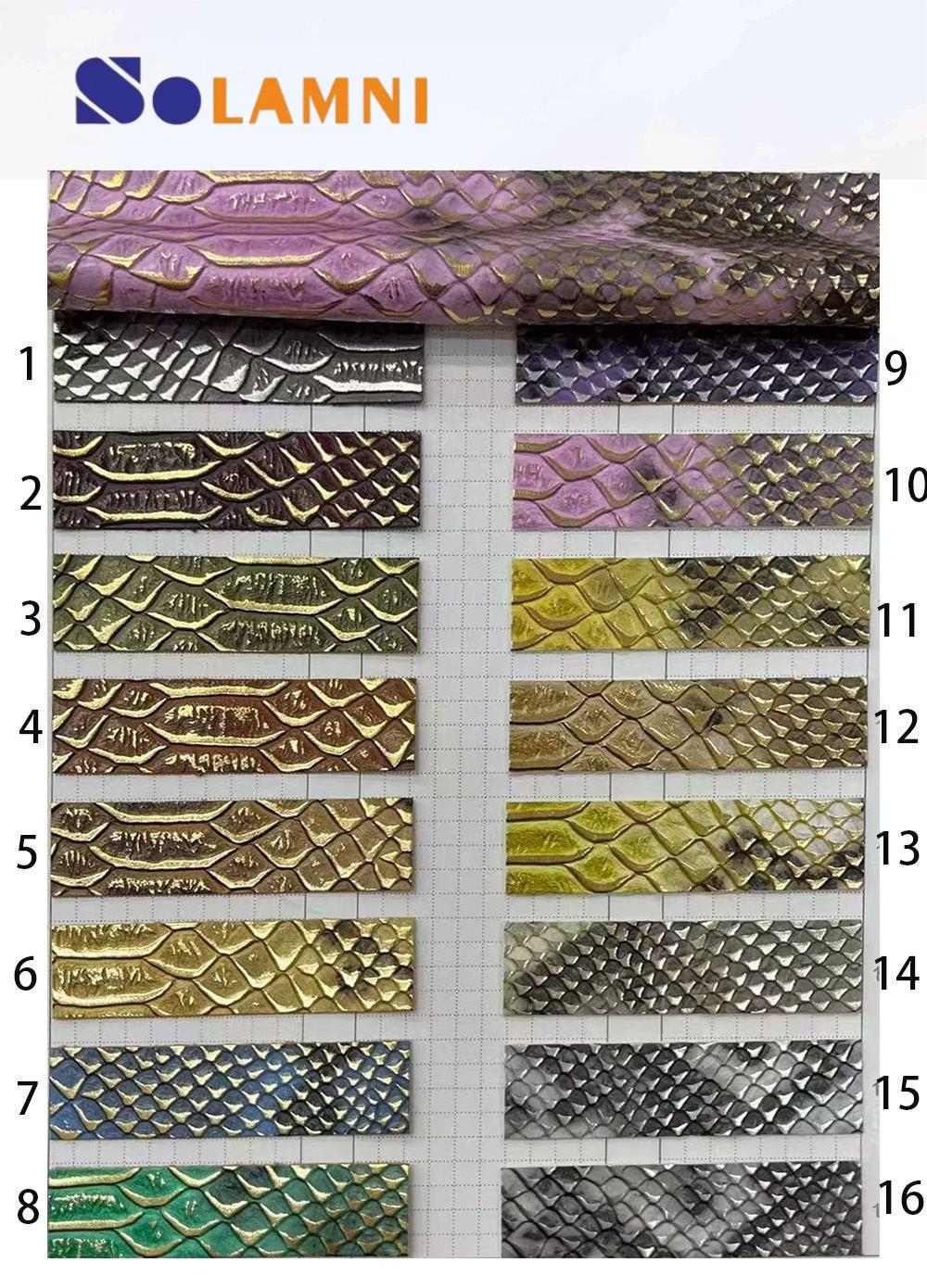 Premium Embossed Python Skin PU Leather with Gold Stamping