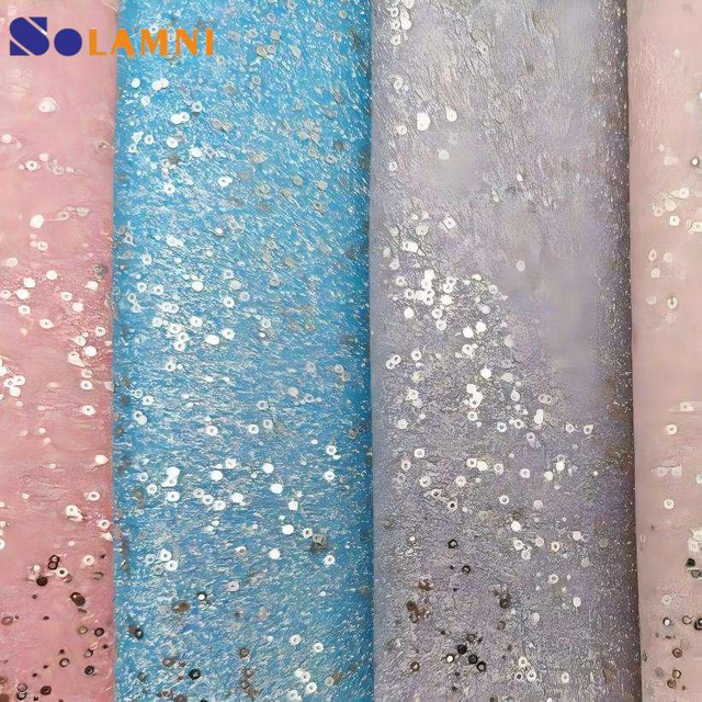 Holographic Printed Pu Glitter Leather Fabric