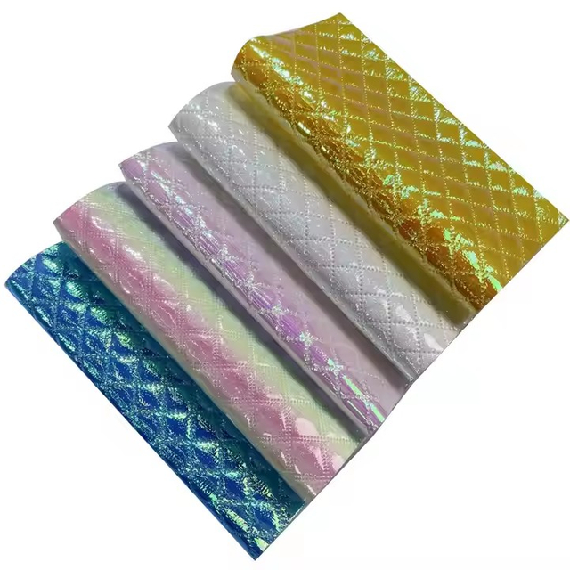 Glitter Mirror Embossed Quilted Fabric Synthetic Leather Waterproof for Makeup Bags Shoes Luggage Home Decor