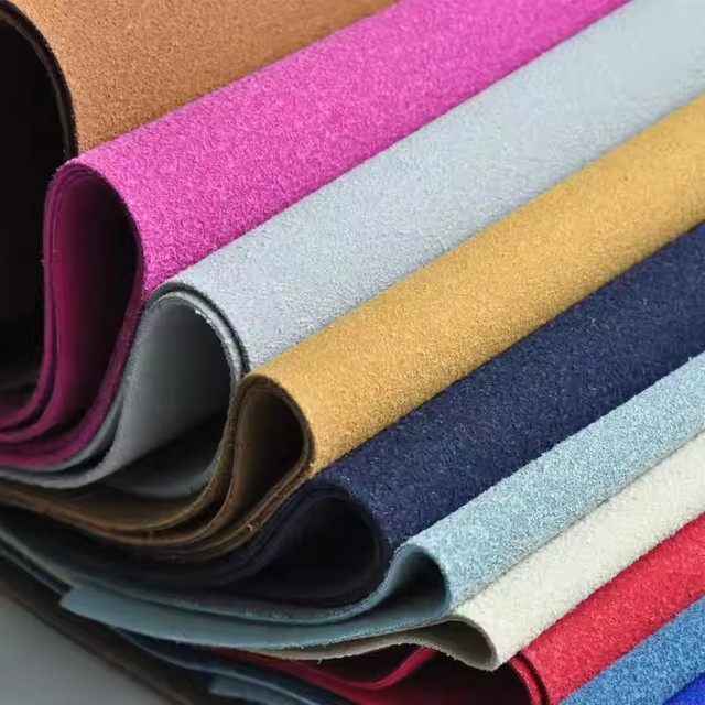 COW FLOCKING PU LEATHER WITH COTTON COATED BACKING SUEDE PU LEATHER for SHOES UPPER