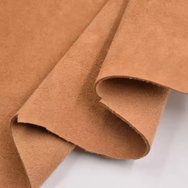 Flocked Artificial PU Cow Suede Leather Fabric