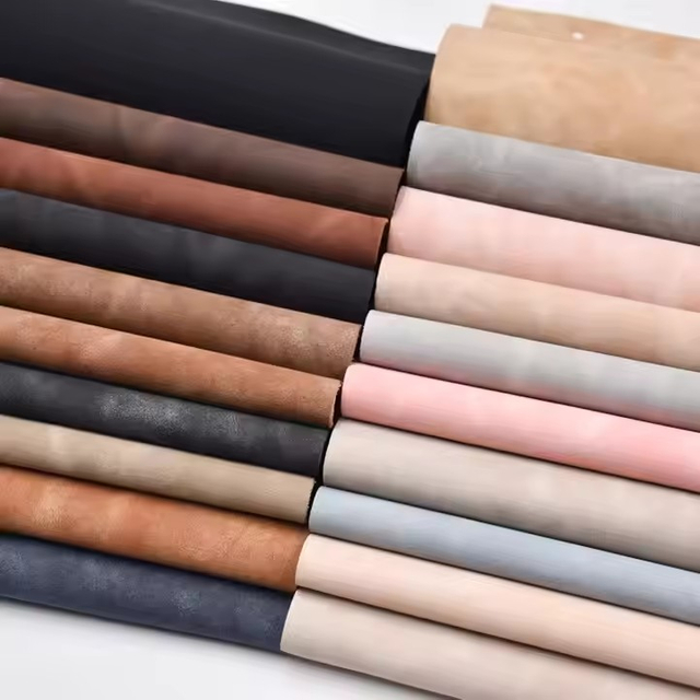 Wholesale Customized Artificial Faux PU Leather Fabric Brushed Yangbuck Nubuck Fabrics Shoes Making Material for Men Shoe
