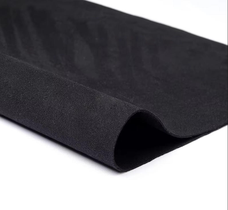 In Stock 0.5 - 1.6 mm Black Microfiber Suede Leather Double Suede Leather Microfiber Recycle Leather for Shoes Gloves
