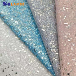 Holographic Printed Pu Glitter Leather Fabric