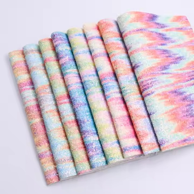Colorful Tiny Glitter Leather Fabric in Synthetic Leather Shoes Material