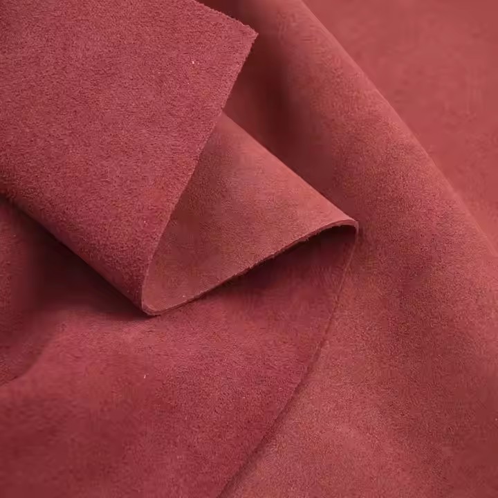 Flocked Artificial PU Cow Suede Leather Fabric