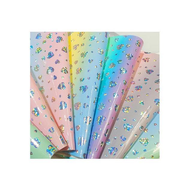 Rainbow Reflective Patent PVC Leather