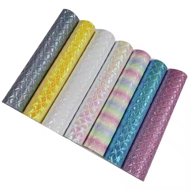 Glitter Mirror Embossed Quilted Fabric Synthetic Leather Waterproof for Makeup Bags Shoes Luggage Home Decor