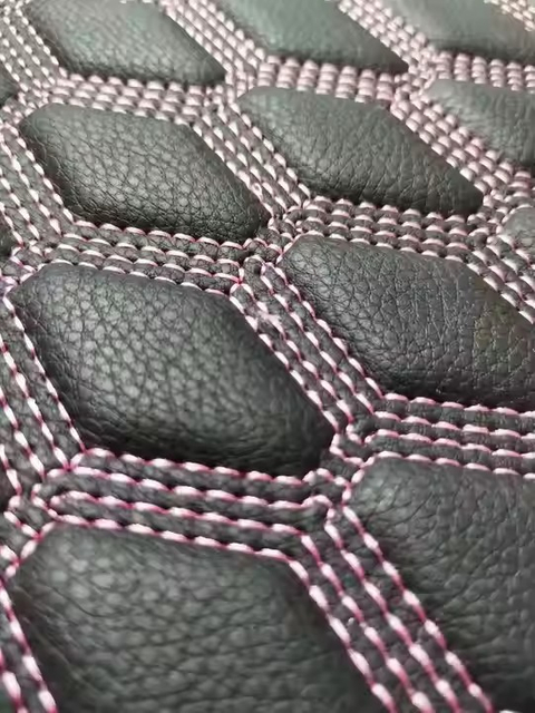 Custom Car Leather 3D Diamond Custom Quilted Leather Faux Leather for Car Auto Upholstery With Embroidery and Sponge