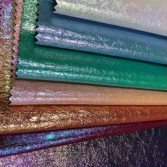 Wholesale Chunky Glitter Fabric Garment Pu Leather Thin Synthetic Leather for Clothing Jacket
