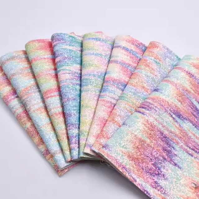 Colorful Tiny Glitter Leather Fabric in Synthetic Leather Shoes Material
