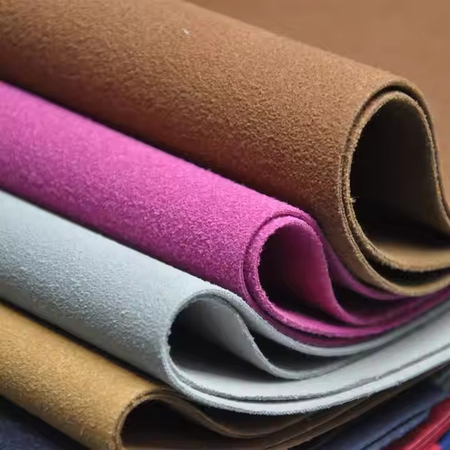 COW FLOCKING PU LEATHER WITH COTTON COATED BACKING SUEDE PU LEATHER for SHOES UPPER