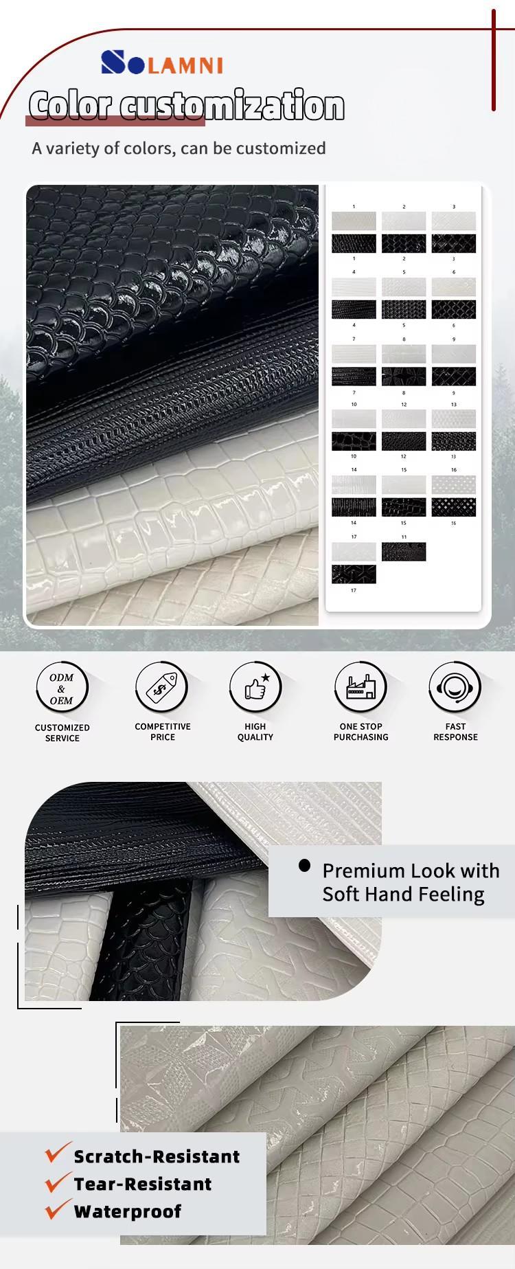 Customized PVC Embossed Leather Style stretch feature for Bag phone