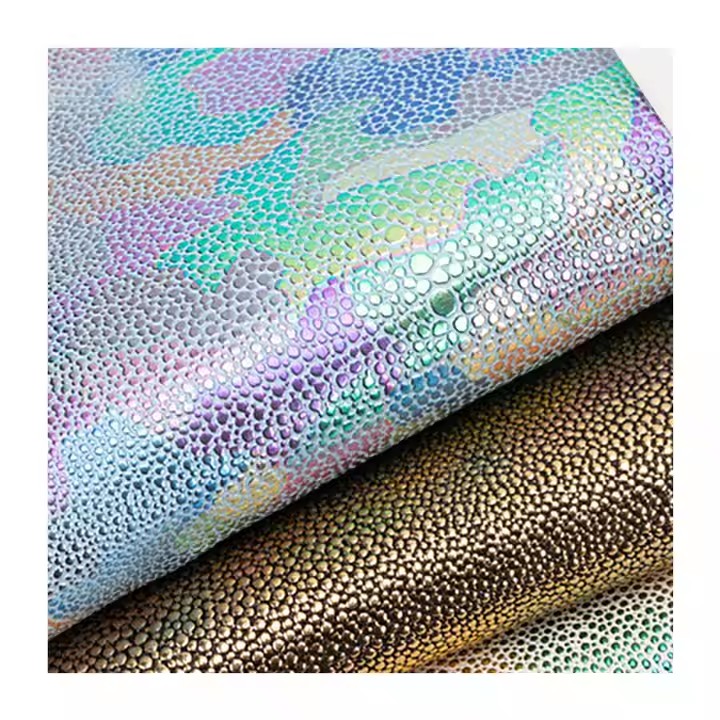 Rainbow Shining Bow Color Texture Embossed 1.0mm PVC Synthetic Leather Product for Sofa Bag Belt Fabric
