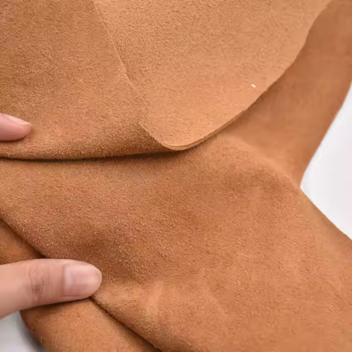 Flocked Artificial PU Cow Suede Leather Fabric