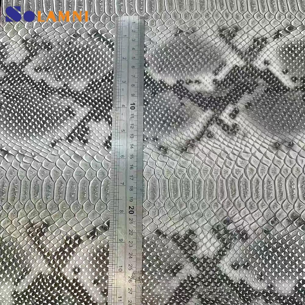 Premium Embossed Python Skin PU Leather with Gold Stamping