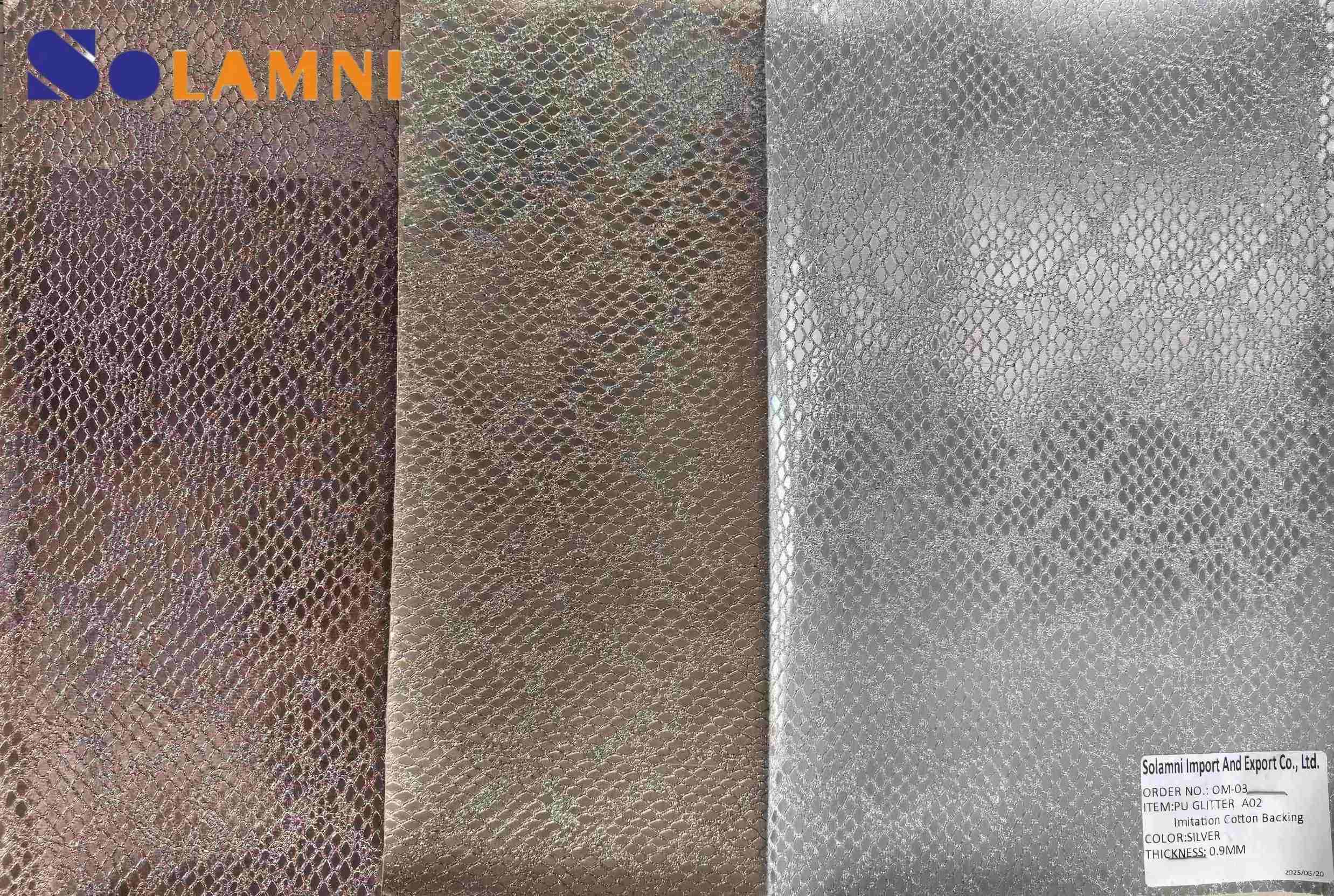 Durable PU Glitter Vinyl Leather Fabric for Shoe Crafting